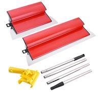 Espátula revestida conjunto, 25 cm + 40 cm, acero inoxidable, cuchillo de recubrimiento, con 1,6 m, mango telescópico, hoja de desnatado para rande zona de trabajo, construcción de tabiques secos y