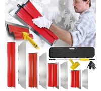 Espátula Superficie, 11PCS Juego Espátula 0,5mm 80cm/60cm/40cm/25cm Herramienta Espátula Hoja Acero Inoxidable Juego Espátula Para Decoración Paredes áreas Trabajo Grandes Con Varilla Telescópica