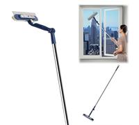 Espátula telescópica para Ventanas 4 en 1 con extensión Herramienta limpiaventanas Todo paños de Microfibra Cuchilla Goma y Adaptador ángulo giratoria una Limpieza sin Rayas Esfuerzo