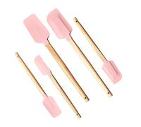 Espátulas de silicona de grado alimenticio de 5 piezas con de madera Juego de raspadores de tarro de cuchara para hornear pasteles galletas y pasteles Espátula de silicona de grado alimenticio