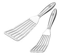 Espátulas ranuradas de acero inoxidable - 1x espatula cocina grande para pescado y 1x espátula cocina pequeña para tortitas con mango ergonómico - accesorios cocina perfectos como regalo