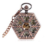 Especial copo de nieve forma hexagonal diseño números romanos esfera vintage mecánico de cuerda manual hombre mujer cadenas reloj de bolsillo regalos para la familia decorar