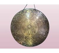 Especial eclipse solar de 20 pulgadas, tallado facial, Gong tibetano, Nepal, templo, gong, sonido, curación, meditación, terapia vibracional, equilibrio