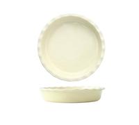Especial para horno de horno de estilo occidental, sartén redondo de cerámica simple beige de onda cálida. El interior y el exterior son beige
