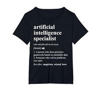 Especialista en Inteligencia Artificial Diccionario Divertido Camiseta, Mujer Tallas Grandes, Negro, 5XL Grande