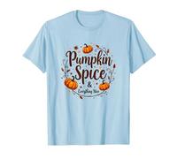 Especias de Calabaza para Mujer de Halloween y Todo lo Agradable Camiseta, Hombre, Azul Bebé, XL