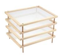 Especias Estante de secado de pasta de madera, secador de alimentos apilable de madera con malla, herramienta de secado pulido abierto Ahorre espacio para verduras de cocina doméstica