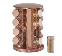 Especiero giratorio color cobre con 16 botes de cristal Estantería especias