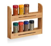 Especiero madera Estante para especias Soporte de cocina 2 niveles natural