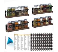 Especiero SpaceAid con 24 tarros, 386 etiquetas, marcador de tiza y embudo, estante colgante de madera para condimentos, para puerta de armario o