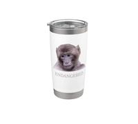 Especies Animales en Peligro de Extinción Mono Macaco Berbería Vaso térmico de acero inoxidable de doble pared