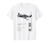Especificaciones del Caza BF 109 de la Luftwaffe Camiseta gráfica económica, Hombre, Blanco, M