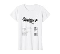 Especificaciones del Caza BF 109 de la Luftwaffe Camiseta gráfica económica, Mujer, Blanco, XS