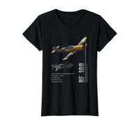 Especificaciones del Caza BF 109 de la Luftwaffe Camiseta gráfica económica, Mujer, Negro, S