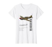 Especificaciones del Caza Militar P-40 Warhawk Camiseta gráfica económica, Mujer, Blanco, S