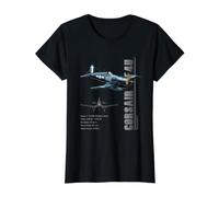 Especificaciones del Caza Naval Corsair F4U Camiseta gráfica económica, Mujer, Negro, XS