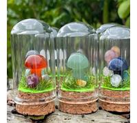 Espécimen de hongo de cristal, decoración de hongos de cristal, decoración del hogar de cristal, piedra de cristales educativos, regalo. Cristal, aventurina verde