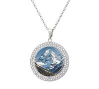 Espectacular collar de diamantes de las montañas nevadas para mujer, novia, mamá, cadena de cable de 20 pulgadas, collar con colgante redondo conmemorativo para parejas, joyería de amistad, cumpleaños