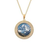 Espectacular collar de diamantes de las montañas nevadas para mujer, novia, mamá, cadena de cable de 20 pulgadas, collar con colgante redondo conmemorativo para parejas, joyería de amistad, cumpleaños