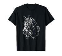 Espectáculo Saltando Retrato Hombre Caballo Blanco y Negro Camiseta