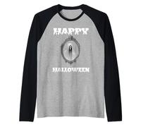 Espectro, Fantasma o Fantasma en un Espejo, Disfraz de Halloween Feliz Camiseta Manga Raglan