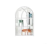 Espejo acrílico enmarcado de madera calcomanía de pared que ofrece ventana tridimensional estética para fines de estilo del hogar (blanco)