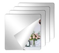 Espejo Adhesivo - Set de 4 Piezas 20x20 cm - Acrílico 2 mm - Flexible sin Vidrio - Ideal para Baño, Sala de Estar, Dormitorio y Paredes