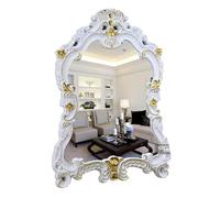 Espejo antiguo, espejo de baño barroco ornamentado, espejo de pared decorativo tradicional de 57 x 77 cm, espejo colgante vintage para tocador, espejo de entrada para sala de estar (color: blanco)