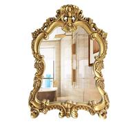Espejo antiguo, espejo de baño barroco ornamentado, espejo de pared decorativo tradicional de 57 x 77 cm, espejo colgante vintage para tocador, espejo de entrada para sala de estar (color: dorado)