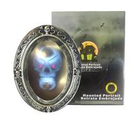 Espejo aterrador de Halloween - Marco de movimiento, retrato activado por sonido para exhibición de pared de casa encantada, decoración de habla espeluznante para configuración de entrada, pieza