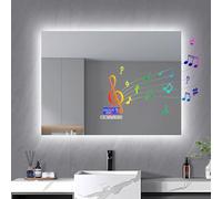 Espejo Baño con luz, Espelho Casa de Banho con 3 Niveles de Ajuste de Brillo Función de Desempañado espejo de Maquillaje con luz Espejo led Baño con Indicador de Temperatura (Espejo cuadrado b)