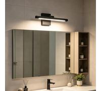 Espejo Baño LED Aplique de Pared Moderno Interior Impermeable Luz de Pared 180° Rotación Hierro Acrílico Lámpara de Pared Minimalista Largo Lineal Diseño para Dormitorio (57cm,Negro Luz Neutra)