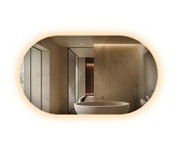 Espejo Baño Ovalado Luz 40x70 cm - Luz cálida - Pared Led Decorativo Sin Marco Forma Ovalada Colgante Moderno Oval Clásico Salón