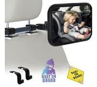 Espejo Bebe Coche ||Rotación de 360°||Telescópico y Ajustable|| 100% Irrompible Espejo Coche Bebe Asiento Trasero ||Ganchos y pegatinas ||Fácil de observar a su bebé mientras conduce (10 x 6.8IN)