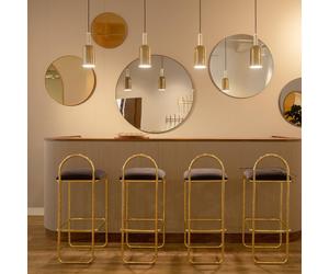 Espejo circular AYTM, transparente / gris-marrón, Ø 50 cm, cristal, madera