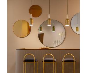 Espejo Circum de AYTM, color rosa, Ø 70 cm, cristal, madera MDF