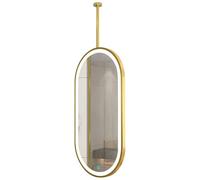 Espejo Colgante de Techo con Luces LED, Espejo Flotante Ovalado para decoración de Pared, Espejo de tocador de baño con Marco de Metal Dorado y Brazo (50 cm x 70 cm).