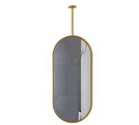 Espejo Colgante de Techo Moderno Ovalado Dorado de Metal - para Baño, Hotel, Entrada y Sala de Estar con Brazo Personalizable