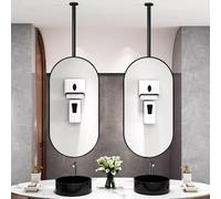 Espejo colgante de techo negro nórdico para baño, espejos de tocador montados en la pared, espejo suspendido grande con marco de metal y brazo (el brazo se puede personalizar) ( Size : 50cmx70cm )