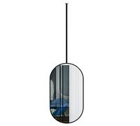 DMCHENGMA Espejo Colgante de Techo Negro Ovalado, para baño, Maquillaje, Afeitado, baño, Espejo de Brazo, Espejo Colgante con Marco de Metal y Barra de Techo (el Brazo se Puede Personalizar)
