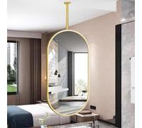Espejo colgante de techo ovalado con marco de metal, tocador de baño suspendido espejos de maquillaje espejo de pared espejo dorado montado en el techo para sala de estar y dormitorios ( Size : 40cmx7