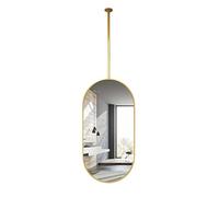 Espejo colgante ovalado con brazo de techo ajustable, espejo flotante de maquillaje para baño y hotel, marco de metal decorativo
