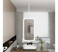 Espejo Colgante Ovalado con Iluminación LED Integrada (Regulable En Tres Colores) | De Maquillaje Y Afeitado For Baño | Varilla Metal Personalizable Disponible(White,50x90cm)