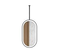 Espejo colgante ovalado con luz LED para baño, color negro, 40 x 70 cm, diseño giratorio, decoración moderna, espejo Slish Vani para uso doméstico