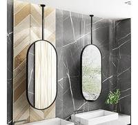 Espejo colgante ovalado moderno con marco de metal y vidrio HD, espejo flotante decorativo para baño y hogar (40 cm x 70 cm), elegante diseño de barra para decoración de hotel y hogar