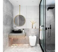 Espejo colgante redondo moderno - Espejo de tocador con marco de metal de 70 cm para baño, sala de estar, tienda, decoración de hotel, elegante espejo de techo flotante perfecto para cualquier espacio