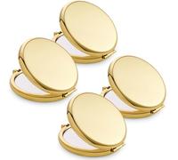 Espejo compacto para bolso, carcasa redonda de metal, aumento de doble cara 1X/2X, espejo de maquillaje portátil de viaje, mini espejo de bolsillo, dorado, 4 paquetes