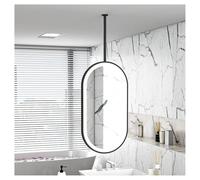 Espejo Con Barra For Colgar En El Techo, Espejo Ovalado De Pared Con Luz, Espejo De Tocador De Baño De Hierro, Imágenes De Alta Definición, Adecuado For Baños De Habitaciones De Hotel(Black,40x80cm)