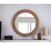 Espejo con marco de cuerda redonda náutica de primera calidad, espejo de pared para maquillaje y decoración del hogar, decoración moderna para baño, sala de estar, dormitorio