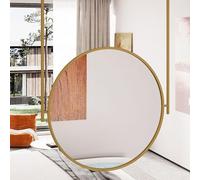 Espejo con marco de metal dorado para espejo de tocador colgante en el techo, espejo de afeitar de baño suspendido para espejo de decoración de pared, espejo de techo circular grande personalizable(Di